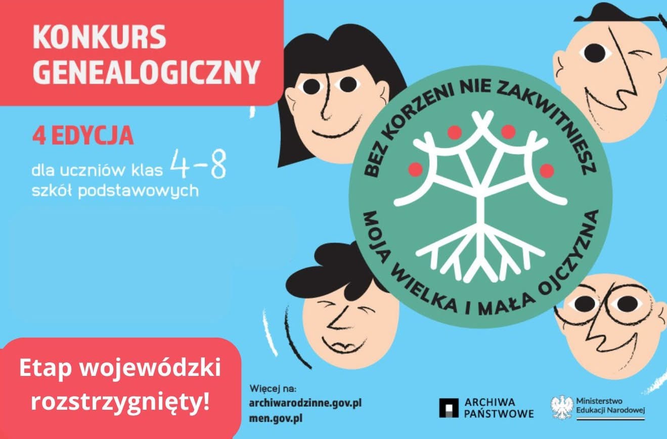 Plakat promujacy konkurs „Bez korzeni nie zakwitniesz. Moja Wielka i Mała Ojczyzna”