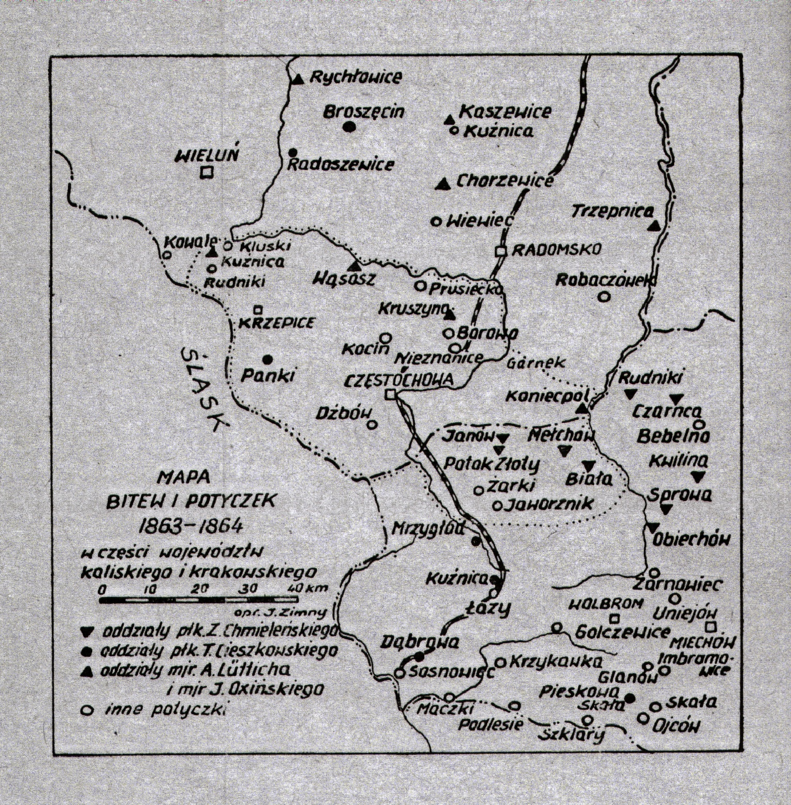 Mapa ziemi częstochowskiej