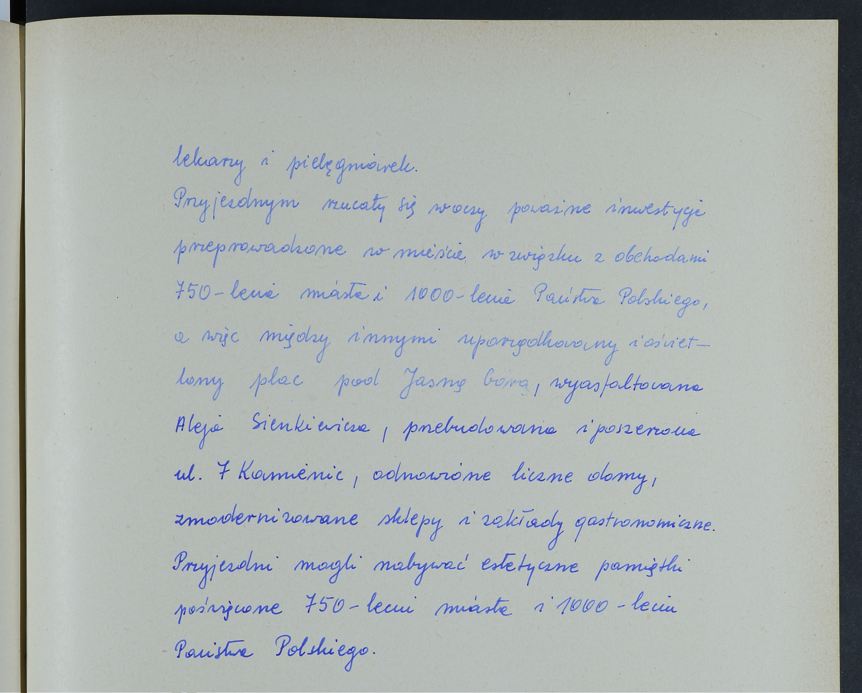 Fragment kroniki miasta Częstochowy z 3 maja 1966 roku, opisujące uroczystości jubileuszowe na Jasnej Górze