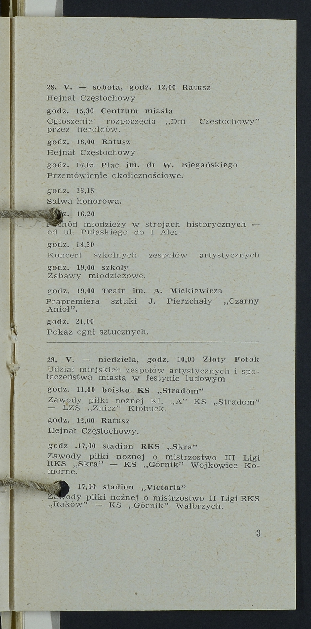 Program imprez dni Częstochowy w ramach obchodów 750-lecia Częstochowy i 1000-lecia Państwa Polskiego